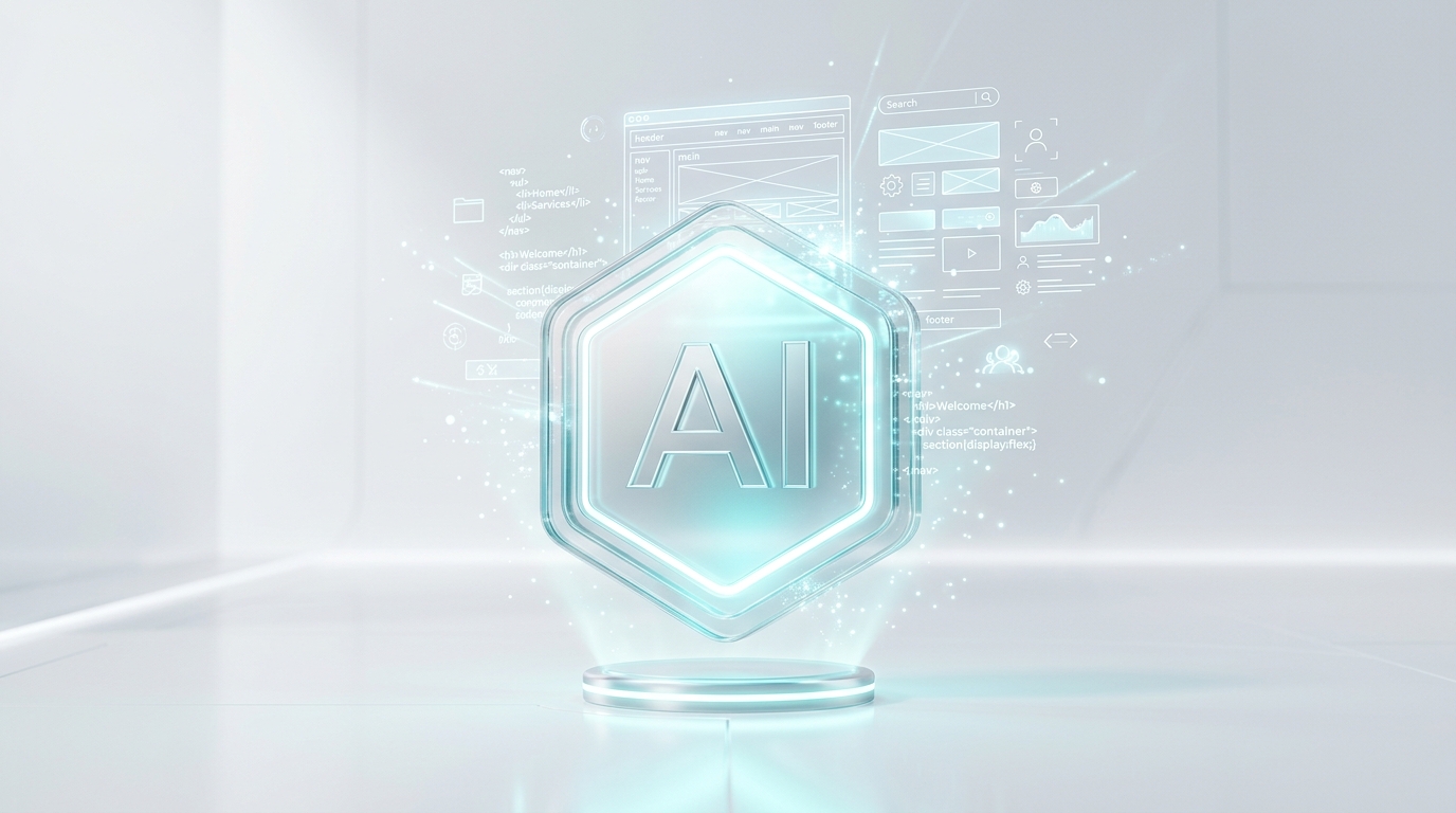 Ilustración sobre la diferencia entre una web generada automáticamente por IA y una arquitectura web profesional optimizada